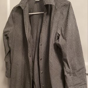 Edward m cotton buttondown blouse bnw checker print